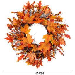 Artificial Autumn Wreath with LED - Orange - thumbnail 5