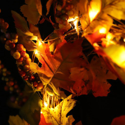 Artificial Autumn Wreath with LED - Orange - thumbnail 3