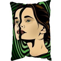 Portrait Of Woman Outdoor Cushion - Green - image 1