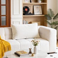 White Soft Corduroy Cushion - White / 53cm