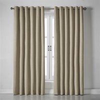 Linen Look Eyelet Ring Top Blackout Curtains - Beige / 161cm / 229cm
