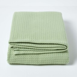 Organic Cotton Waffle Blanket - Sage / 250cm / 230 x 250 cm - thumbnail 4