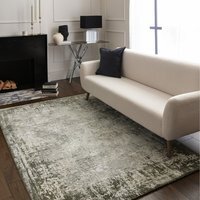 Iona Textured Green Border Rug - Green / 170cm