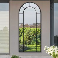 Arcus Window Framed Arch Leaner Garden Wall Mirror - Black / 190cm - image 1