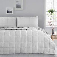 Classic Waffle Weave Quilted Throw Set Including Pillowshams - White