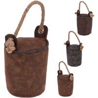 Heavy Weighted Faux Leather Door Stop Cube with Handle Non Slip - Brown