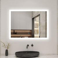 Dimmable Bathroom Mirror with 3 Colours Lights - White / 90cm