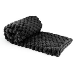 Lush Faux Rabbit Fur Throw - Black / 152cm - thumbnail 3