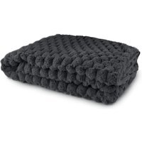 Lush Faux Rabbit Fur Throw - Black / 152cm