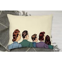 A Crowd Of Spectators Stand Back Retro Style Pop Art Stylish Cushion - Yellow - thumbnail 1