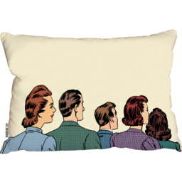 A Crowd Of Spectators Stand Back Retro Style Pop Art Stylish Cushion - Yellow - thumbnail 2