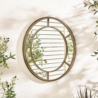 Alnwick Bronze Medium Round Window 70cm Garden Mirror - Brown