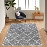 Moroccan Berber Shaggy Rugs Living Room Trellis Design - Grey / 80x150 cm Rectangle - image 1