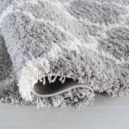 Moroccan Berber Shaggy Rugs Living Room Trellis Design - Grey / 80x150 cm Rectangle - thumbnail 2