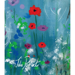 Pankhurst Highland Cow in The Flowers Canvas - Blue - thumbnail 2