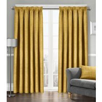 Semi Pattern Dimout Curtain Pair - Ochre / 46cm / 72cm - image 1