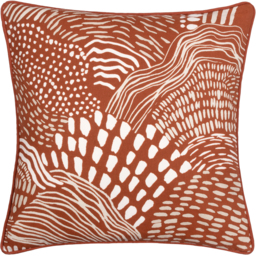 Nola Abstract Piped Cushion - Chestnut / Polyester - thumbnail 2