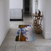 Panoramic view of the Mt. Schreckhorn and Wetterhorn Designer Runner Rug - Blue - image 1