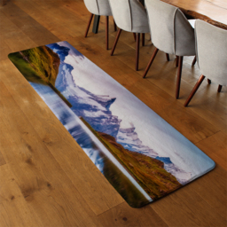 Panoramic view of the Mt. Schreckhorn and Wetterhorn Designer Runner Rug - Blue - thumbnail 3