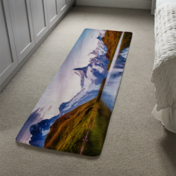 Panoramic view of the Mt. Schreckhorn and Wetterhorn Designer Runner Rug - Blue - thumbnail 4