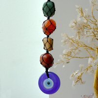 Hanging Chakra Evil Eye Stone Pendant, Spiritual Healing Protection - Multi