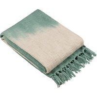 Mizu Dip-Dye Tasselled Throw - Eucalyptus