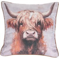 Ada Ingram Highland Cow Cushion - Brown - thumbnail 1