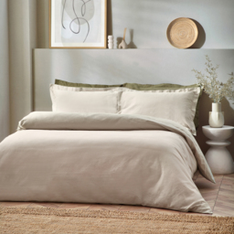 Waffle Textured Duvet Cover Set - Linen / Single - thumbnail 2