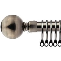 16-19mm Sphere Extendable Durable Metal Curtain Pole Set - Black Silk / 120cm