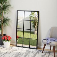 Mirror Metal Window Frame Wall Accent - Black