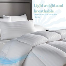 7.5 Tog Summer Cool Microfibre Striped Duvet - White / Single - thumbnail 5