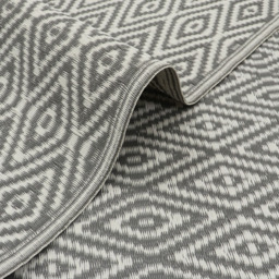 JVL Lightweight Reversible Plastic Woven Outdoor Rug, 120x170cm - Grey - thumbnail 3