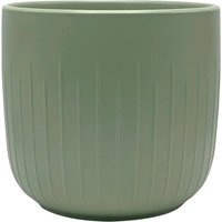 Ribbed Matte Sage Green Ceramic Indoor Plant Pot - H13 x W14.5cm / 14.5cm