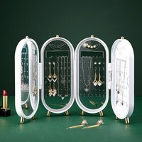 Foldable Jewelry Storage Box with Mirror - White - image 1