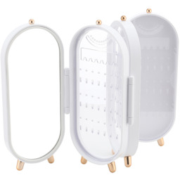 Foldable Jewelry Storage Box with Mirror - White - thumbnail 2