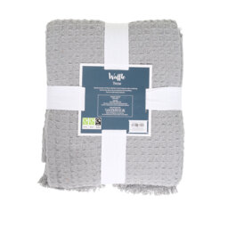 Waffle Cotton Throw - Silver - thumbnail 5