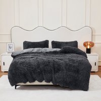 Faux Fur Duvet Cover Set - Black / 220cm