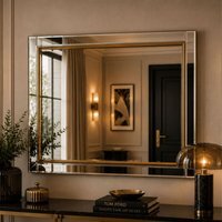 Brass Framed Beveled Mirror - Brass / 116(h)x90.5(w)cm
