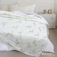 Plush Soft Foil print Stag Luxury Throw - White - image 1