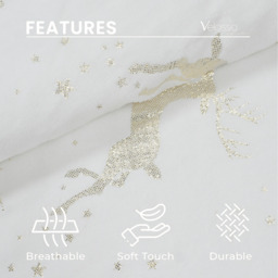 Plush Soft Foil print Stag Luxury Throw - White - thumbnail 3