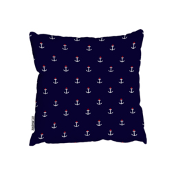 White  Red Anchors On Navy Outdoor Cushion - Blue / 60cm - thumbnail 2