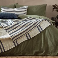 Woven Stripe Cotton Bedspread - Dusk Blue