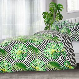 Monochrome Ethnic Leaf Reversible Duvet Set - Black White / Double - thumbnail 2