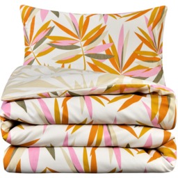 Luxury Super Soft Reversible Bright Leaves Duvet Cover With Pillowcase - Natural / Duvet Cover with pillowcase / Single - thumbnail 3