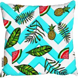 Green leaves and pineapple and watermelon Outdoor Cushion - Blue / 60cm - thumbnail 2