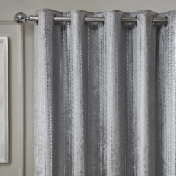 Selina Foil Dotty Stripe Curtains - Silver / 229cm - thumbnail 3