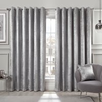 Selina Foil Dotty Stripe Curtains - Silver / 229cm