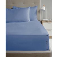 180TC Percale Fitted Sheet and Pillowcase Pair - Blue / Single