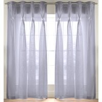 Linen Look Voile Ring Top Curtain Pair - Silver / 229cm