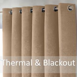 Chenille Blackout Ring Top Eyelet Curtains - Beige / 229cm / 168cm - thumbnail 2